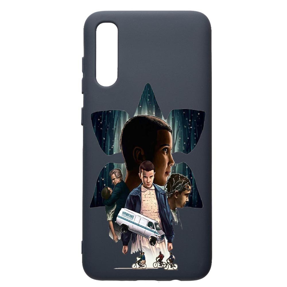 Husa Premium Silicon Compatibila Cu Samsung Galaxy A70, Stranger Things, cu interiorul din material textil, protectie camera, Alaskan Blue, PAB373