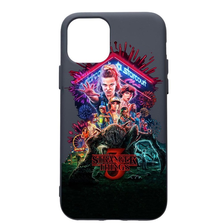 Husa Premium Silicon Compatibila Cu Apple IPhone 12 Pro, Stranger Things, cu interiorul din material textil, protectie camera, Alaskan Blue, PAB372