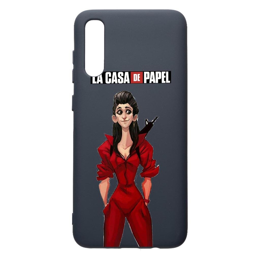 Husa Premium Silicon Compatibila Cu Samsung Galaxy A70, La Casa De Papel - Nairobi, cu interiorul din material textil, protectie camera, Alaskan Blue, PAB393