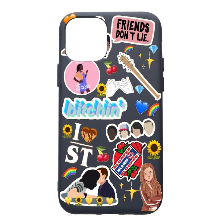 Husa Premium Silicon Compatibila Cu Apple IPhone 12 Pro, Stranger Things, cu interiorul din material textil, protectie camera, Alaskan Blue, PAB376