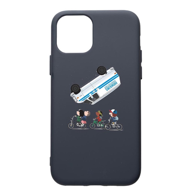 Husa Premium Silicon Compatibila Cu Apple IPhone 12, Stranger Things, cu interiorul din material textil, protectie camera, Alaskan Blue, PAB370