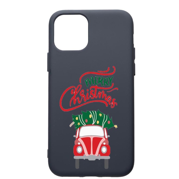 Husa Premium Silicon Compatibila Cu Apple IPhone 12 Pro, Merry Xmas, cu interiorul din material textil, protectie camera, Alaskan Blue, PAB357