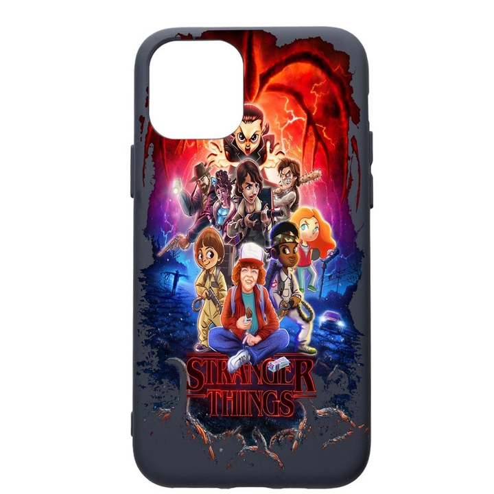 Husa Premium Silicon Compatibila Cu Apple IPhone 12 Pro, Stranger Things, cu interiorul din material textil, protectie camera, Alaskan Blue, PAB377