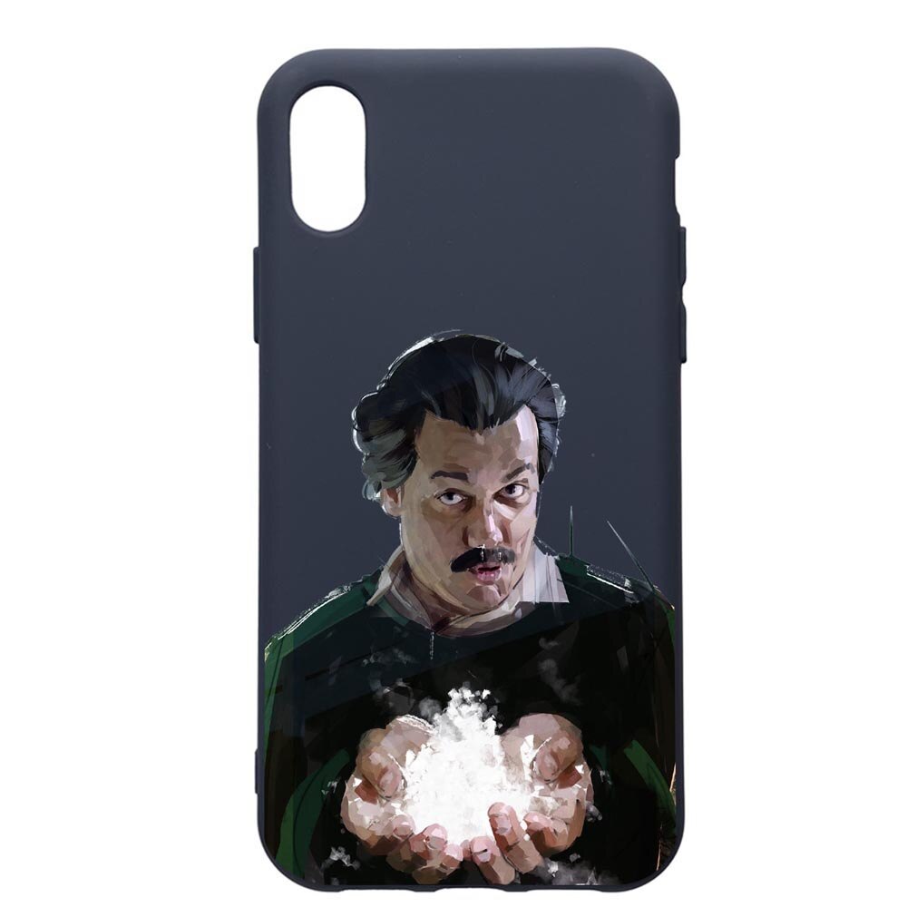 Husa Premium Silicon Compatibila Cu Apple IPhone XS / iPhone X, Narcos Pablo Escobar, cu interiorul din material textil, protectie camera, Alaskan Blue, PAB446