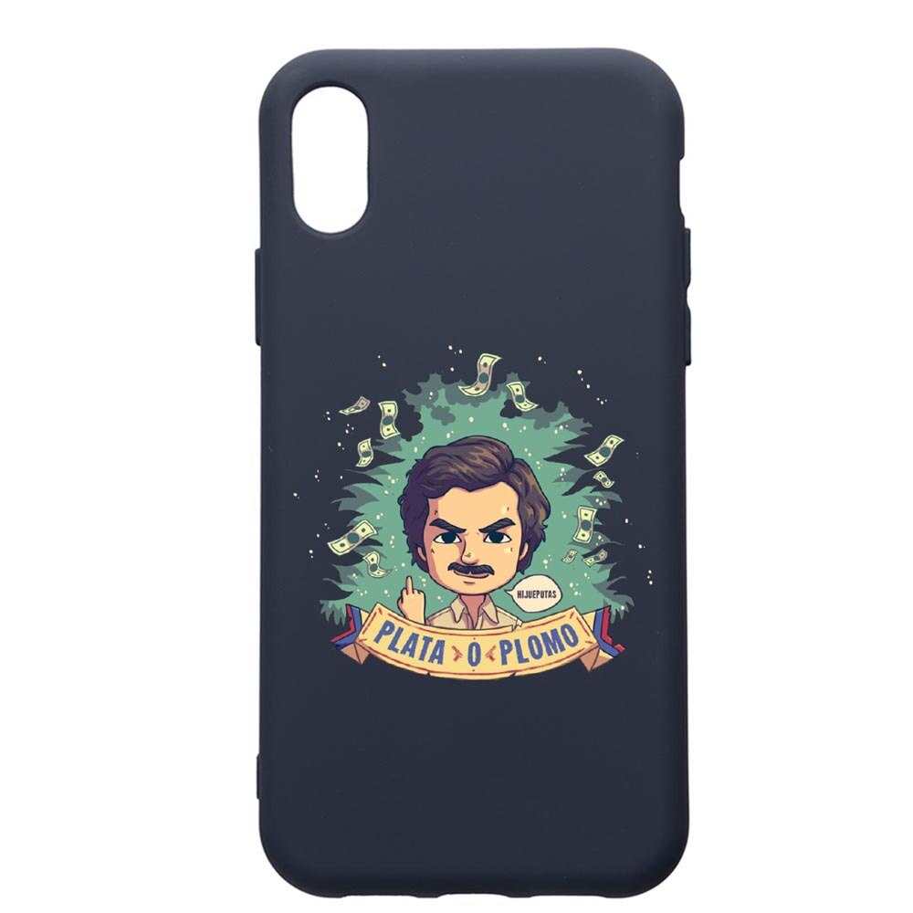 Husa Premium Silicon Compatibila Cu Apple IPhone XS / iPhone X, Narcos Pablo Escobar, cu interiorul din material textil, protectie camera, Alaskan Blue, PAB447