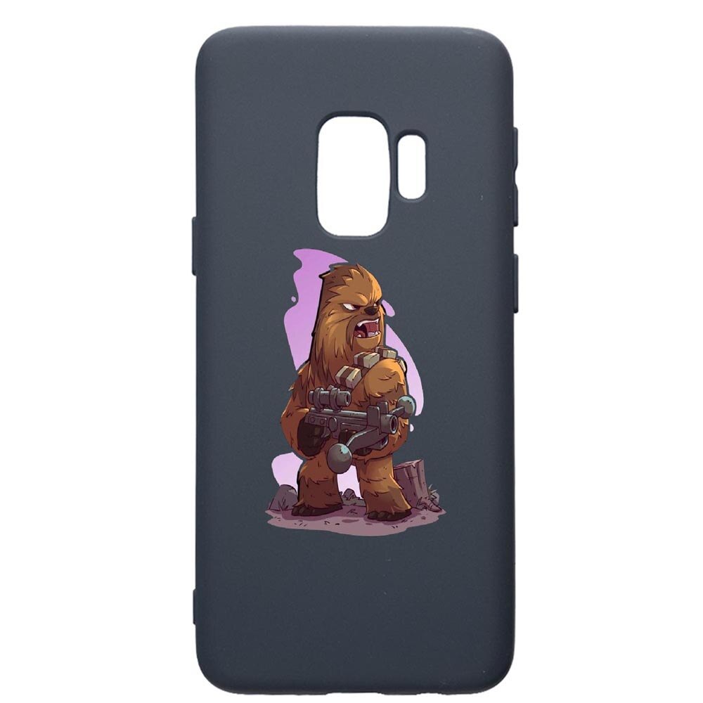 Husa Premium Silicon Compatibila Cu Samsung Galaxy S9, Star Wars Chewbacca, cu interiorul din material textil, protectie camera, Alaskan Blue, PAB401