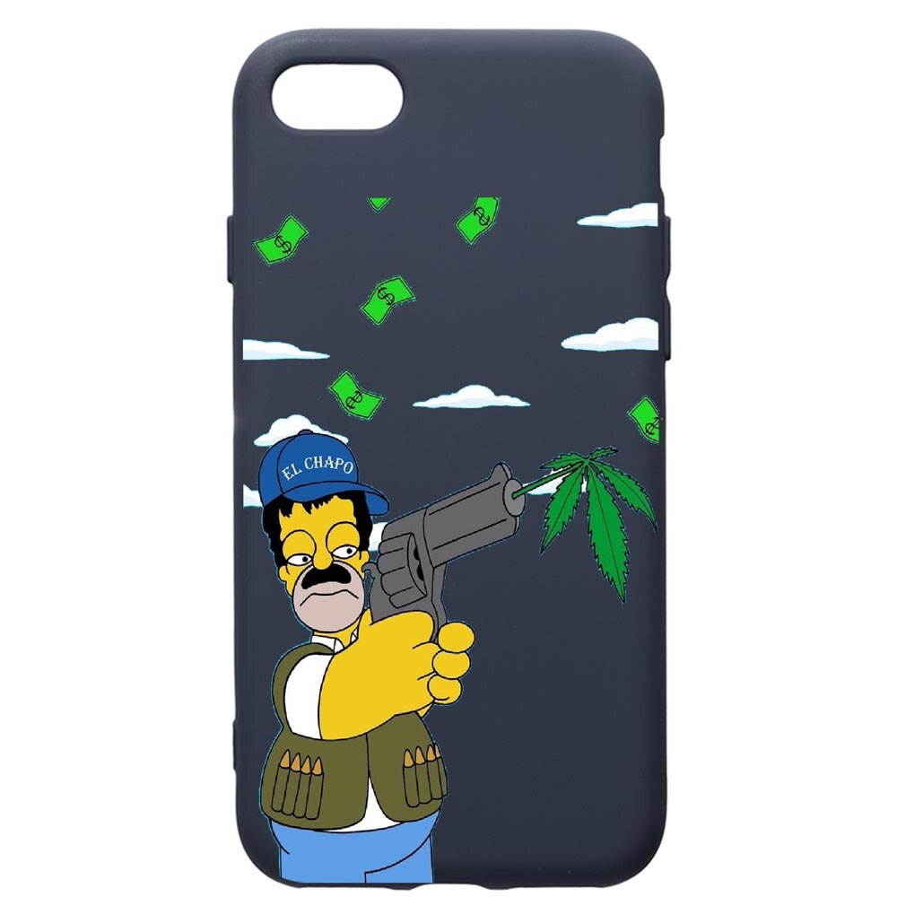 Husa Premium Silicon Compatibila Cu Apple IPhone SE 2 / iPhone 8 / iPhone 7, Narcos The Simpsons, cu interiorul din material textil, protectie camera, Alaskan Blue, PAB441