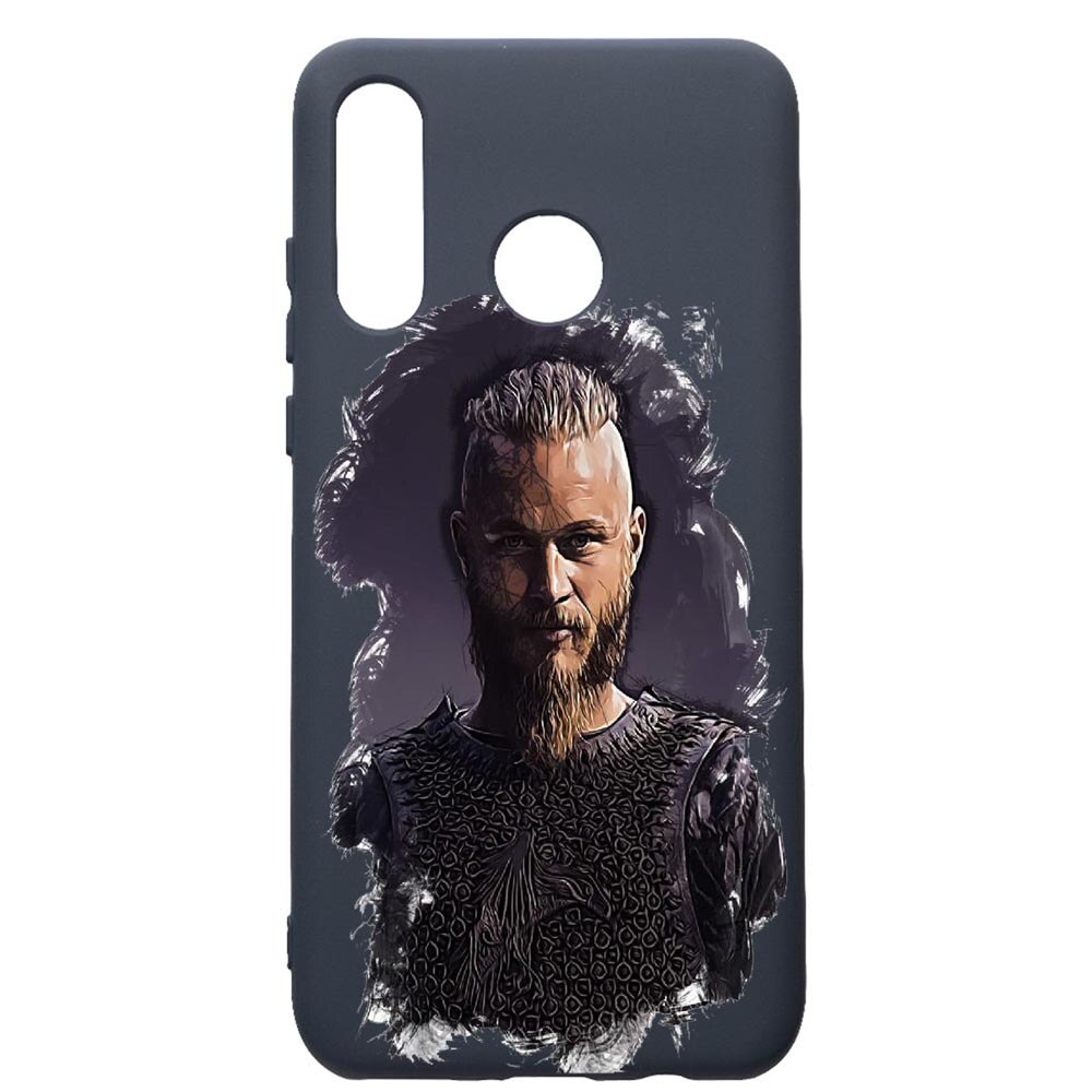 Husa Premium Silicon Compatibila Cu Huawei P30 Lite, Vikings Ragnar Lothbrok, cu interiorul din material textil, protectie camera, Alaskan Blue, PAB452
