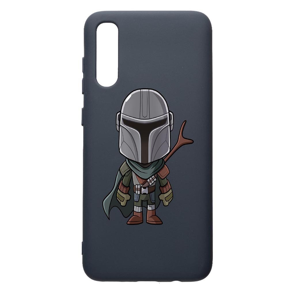 Husa Premium Silicon Compatibila Cu Samsung Galaxy A70, Star Wars Tha Mandalorian, cu interiorul din material textil, protectie camera, Alaskan Blue, PAB462