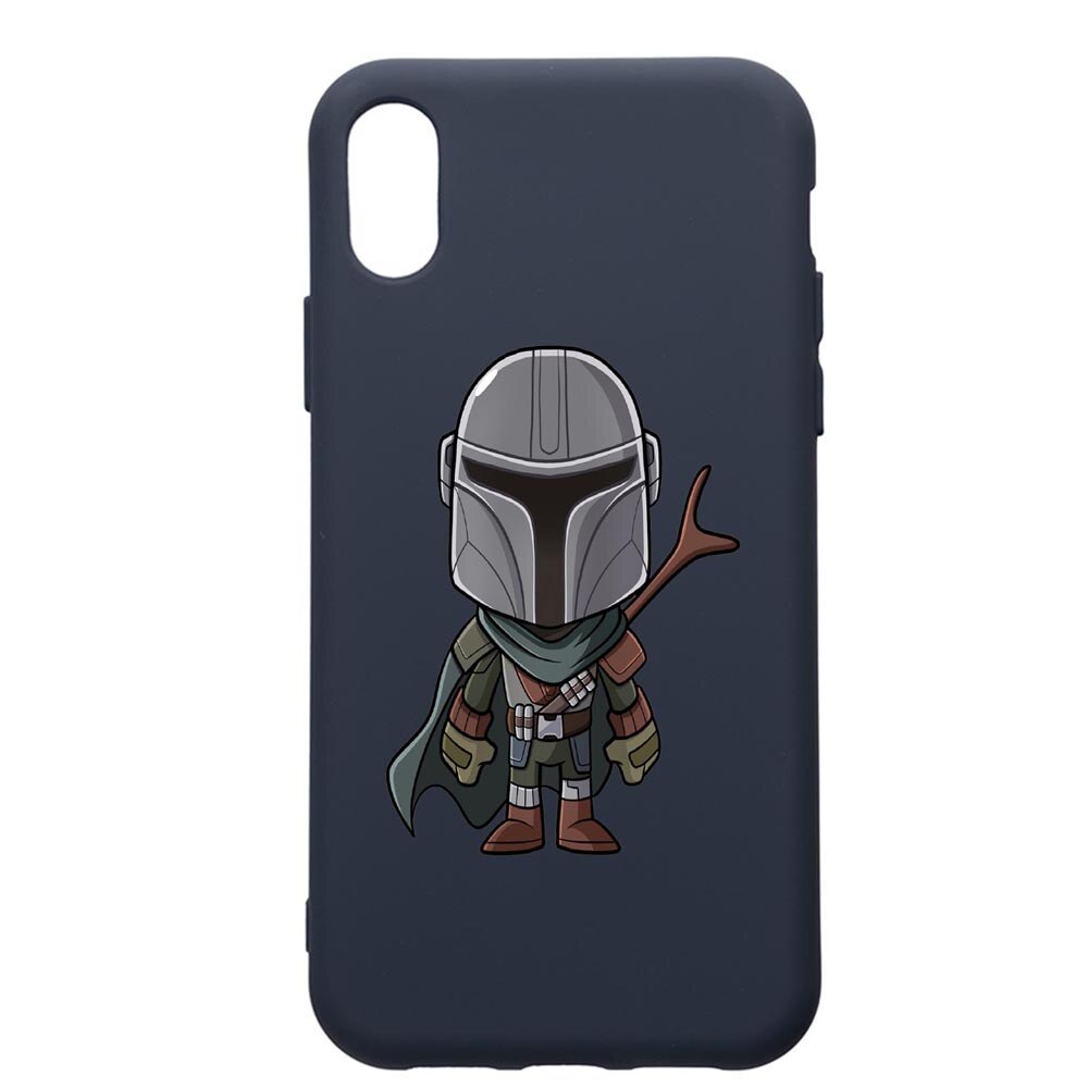 Husa Premium Silicon Compatibila Cu Apple IPhone XS Max, Star Wars Tha Mandalorian, cu interiorul din material textil, protectie camera, Alaskan Blue, PAB462