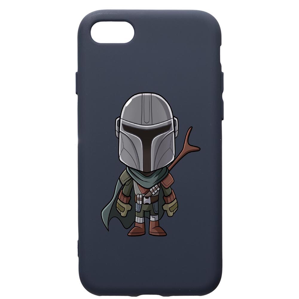 Husa Premium Silicon Compatibila Cu Apple IPhone SE 2 / iPhone 8 / iPhone 7, Star Wars Tha Mandalorian, cu interiorul din material textil, protectie camera, Alaskan Blue, PAB462