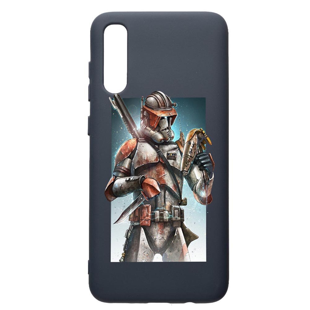 Husa Premium Silicon Compatibila Cu Samsung Galaxy A70, Star Wars Tha Mandalorian, cu interiorul din material textil, protectie camera, Alaskan Blue, PAB464