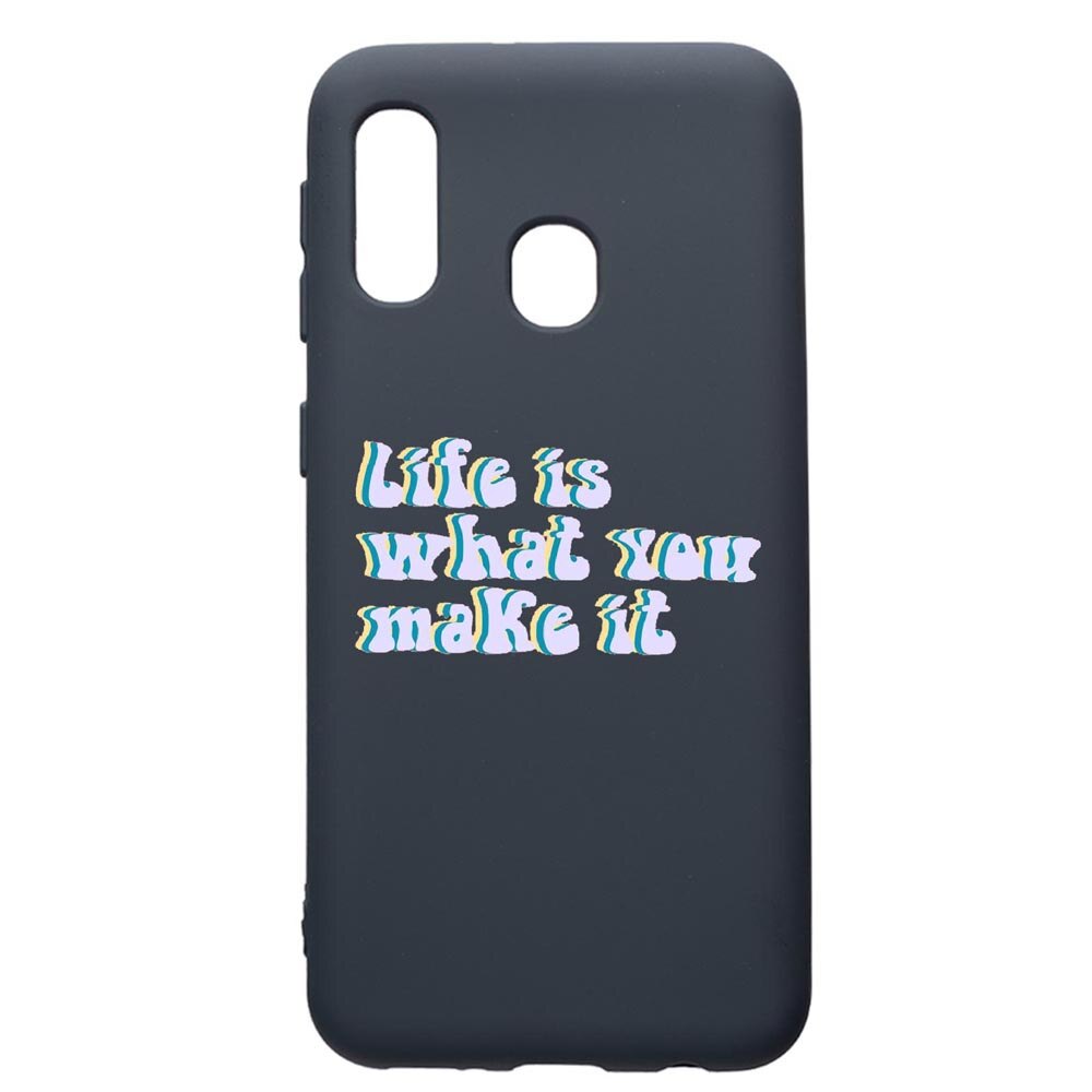 Husa Premium Silicon Compatibila Cu Samsung Galaxy A20E, Life is..., cu interiorul din material textil, protectie camera, Alaskan Blue, PAB491