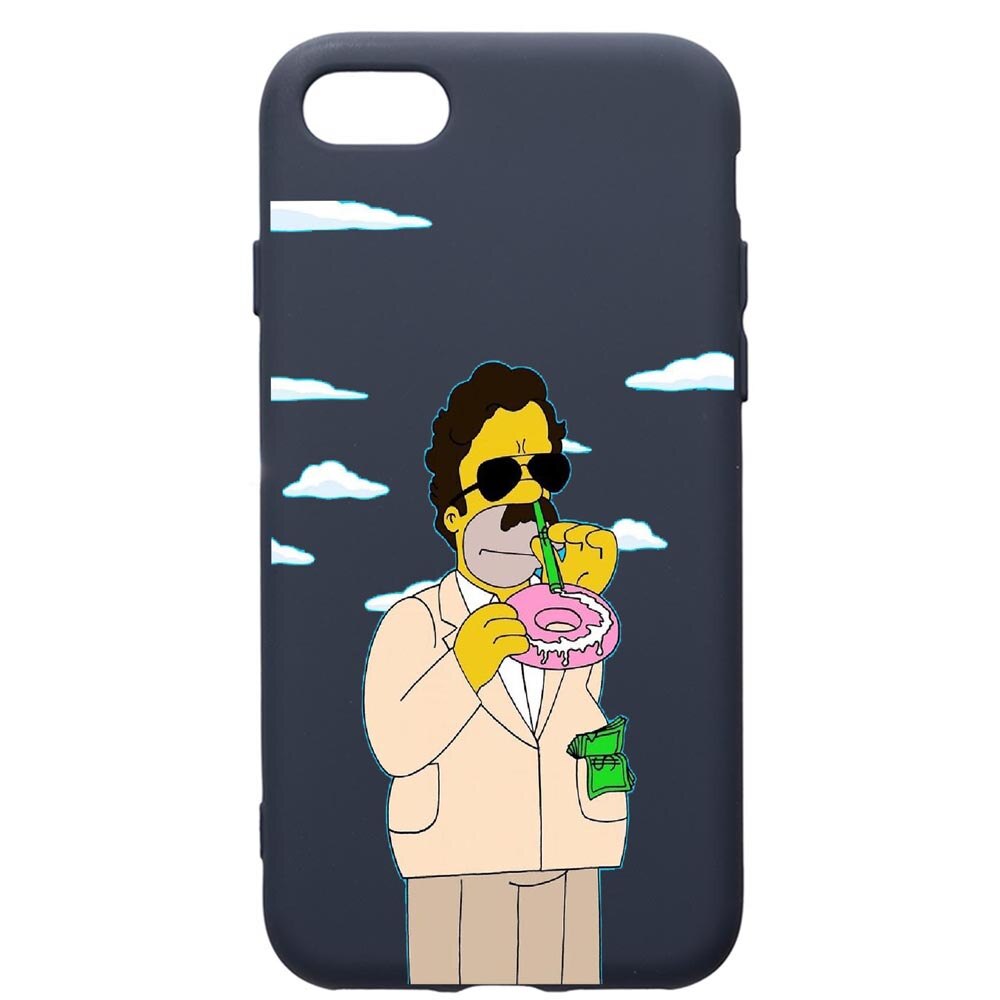 Husa Premium Silicon Compatibila Cu Apple IPhone SE 2 / iPhone 8 / iPhone 7, Narcos The Simpsons, cu interiorul din material textil, protectie camera, Alaskan Blue, PAB440