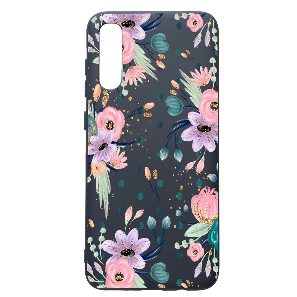 Husa Premium Silicon Compatibila Cu Samsung Galaxy A50, Spring Flowers, cu interiorul din material textil, protectie camera, Alaskan Blue, PAB495