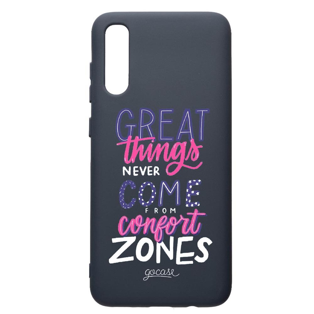 Husa Premium Silicon Compatibila Cu Samsung Galaxy A70, Great Things, cu interiorul din material textil, protectie camera, Alaskan Blue, PAB486