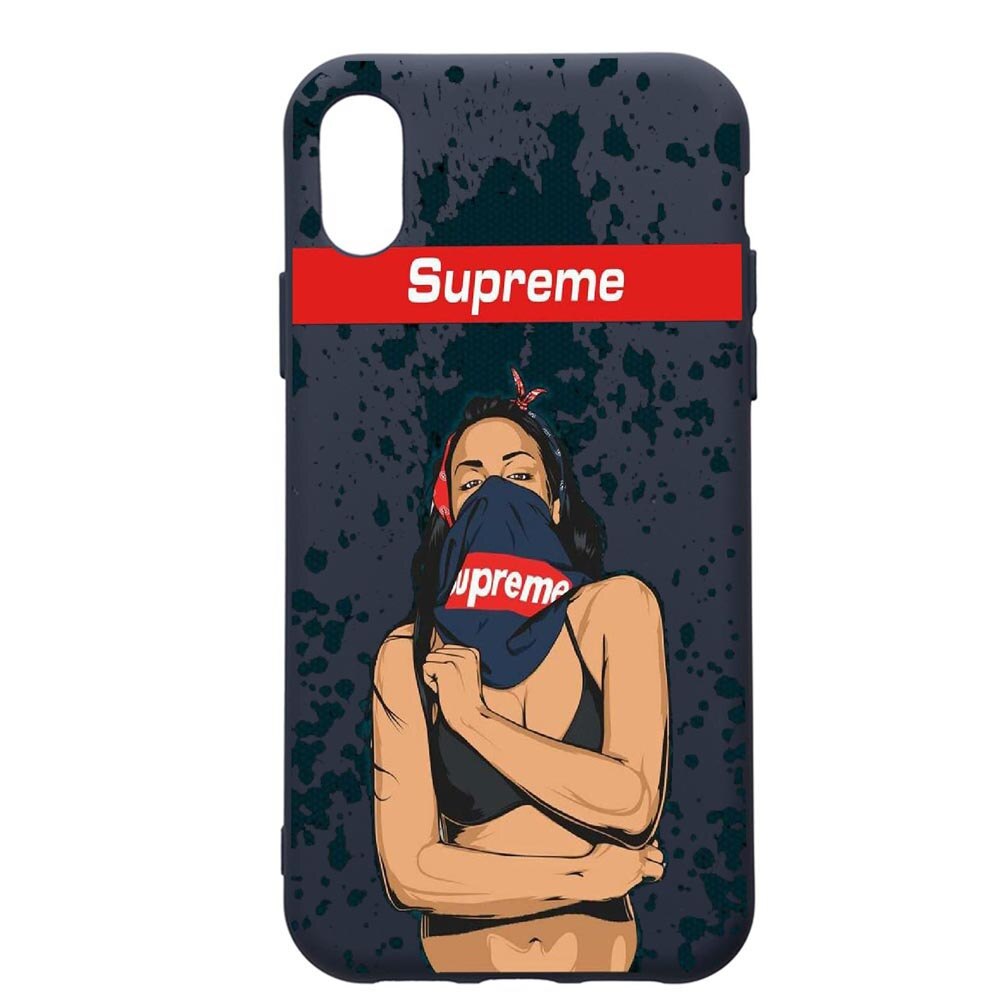 Husa Premium Silicon Compatibila Cu Apple IPhone XS Max, Supreme, Woman, cu interiorul din material textil, protectie camera, Alaskan Blue, PAB256