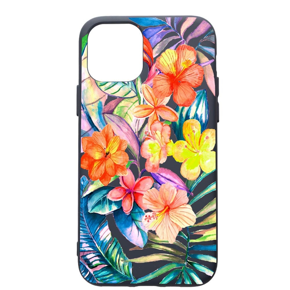 Husa Premium Silicon Compatibila Cu Apple IPhone 11 Pro, Tropical Flowers, cu interiorul din material textil, protectie camera, Alaskan Blue, PAB498