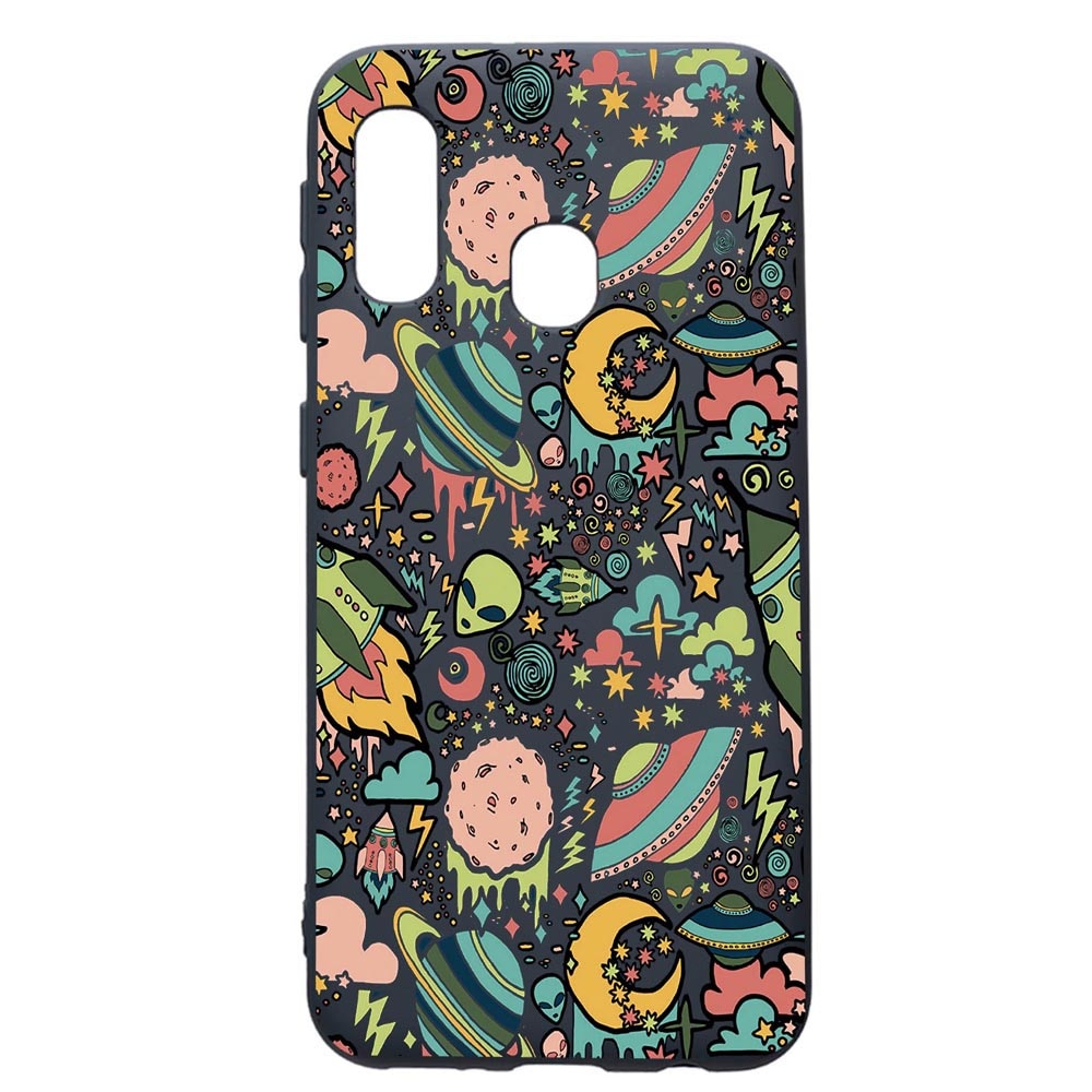 Husa Premium Silicon Compatibila Cu Samsung Galaxy A20E, Universe, UFO, cu interiorul din material textil, protectie camera, Alaskan Blue, PAB472