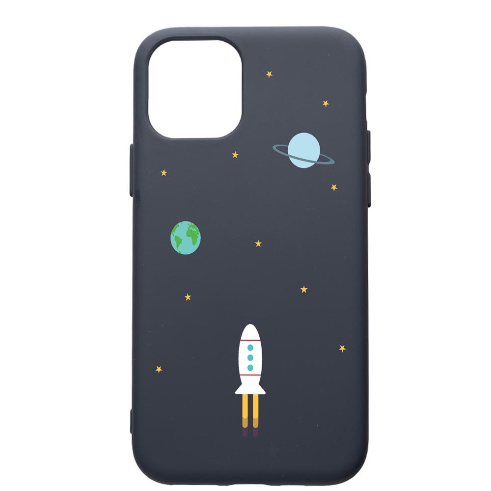 Husa Premium Silicon Compatibila Cu Apple IPhone 12 Mini, Universe, Spacecraft, cu interiorul din material textil, protectie camera, Alaskan Blue, PAB471