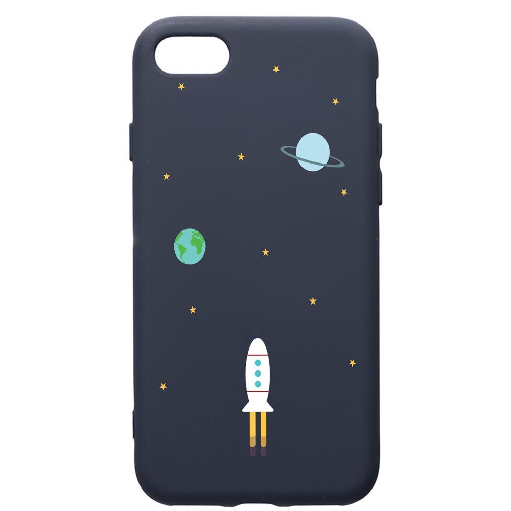 Husa Premium Silicon Compatibila Cu Apple IPhone SE 2 / iPhone 8 / iPhone 7, Universe, Spacecraft, cu interiorul din material textil, protectie camera, Alaskan Blue, PAB471