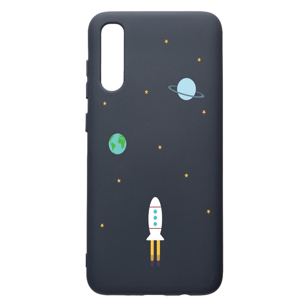 Husa Premium Silicon Compatibila Cu Samsung Galaxy A50, Universe, Spacecraft, cu interiorul din material textil, protectie camera, Alaskan Blue, PAB471