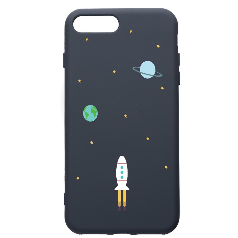 Husa Premium Silicon Compatibila Cu Apple iPhone 8 Plus / iPhone 7 Plus, Universe, Spacecraft, cu interiorul din material textil, protectie camera, Alaskan Blue, PAB471