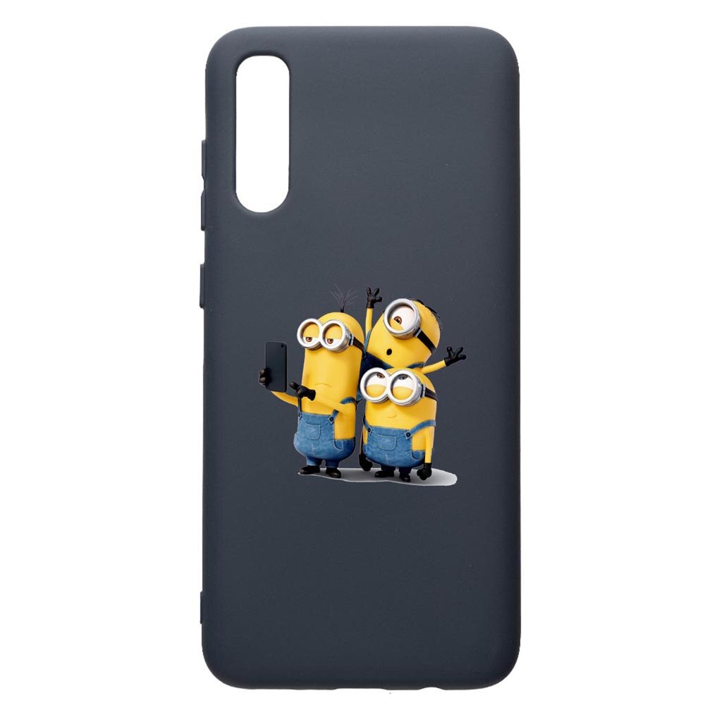 Husa Premium Silicon Compatibila Cu Samsung Galaxy A70, Minions, cu interiorul din material textil, protectie camera, Alaskan Blue, PAB207