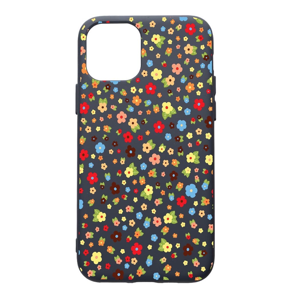 Husa Premium Silicon Compatibila Cu Apple IPhone 11, Happy Flowers, cu interiorul din material textil, protectie camera, Alaskan Blue, PAB501