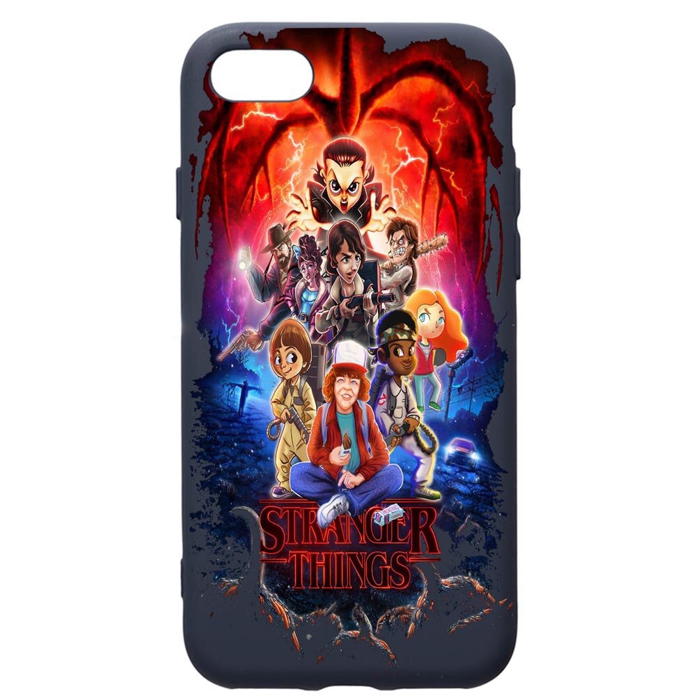 Husa Premium Silicon Compatibila Cu Apple IPhone SE 2 / iPhone 8 / iPhone 7, Stranger Things, cu interiorul din material textil, protectie camera, Alaskan Blue, PAB377