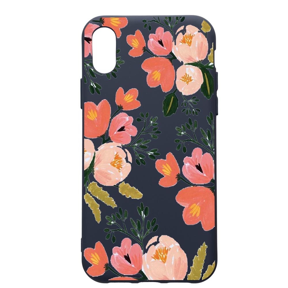Husa Premium Silicon Compatibila Cu Apple IPhone XR, Flowers - Pastel colors, cu interiorul din material textil, protectie camera, Alaskan Blue, PAB504