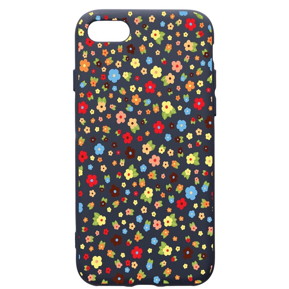Husa Premium Silicon Compatibila Cu Apple IPhone SE 2 / iPhone 8 / iPhone 7, Happy Flowers, cu interiorul din material textil, protectie camera, Alaskan Blue, PAB501