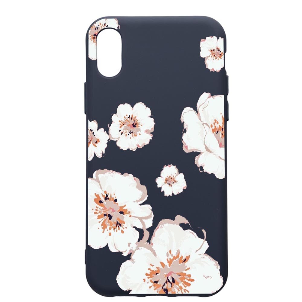 Husa Premium Silicon Compatibila Cu Apple IPhone XS Max, Flowers - Pastel colors, cu interiorul din material textil, protectie camera, Alaskan Blue, PAB499