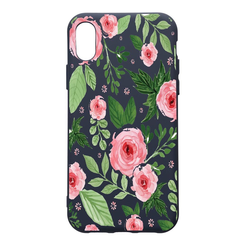 Husa Premium Silicon Compatibila Cu Apple IPhone XS / iPhone X, Flowers - Pastel colors, cu interiorul din material textil, protectie camera, Alaskan Blue, PAB509