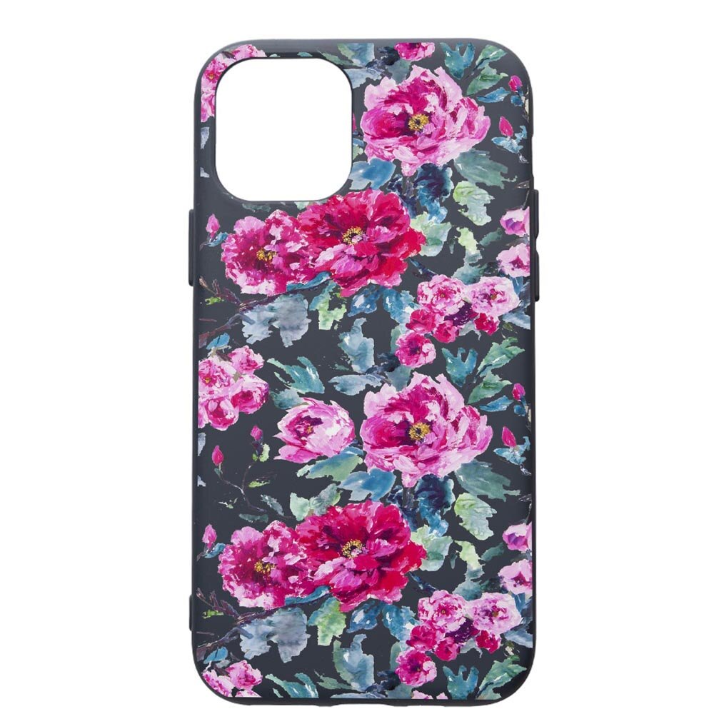Husa Premium Silicon Compatibila Cu Apple IPhone 12, Flowers - Pastel colors, cu interiorul din material textil, protectie camera, Alaskan Blue, PAB507