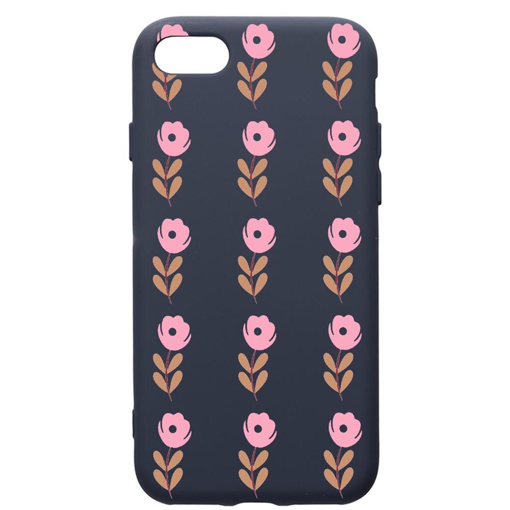 Husa Premium Silicon Compatibila Cu Apple IPhone SE 2 / iPhone 8 / iPhone 7, Flowers, cu interiorul din material textil, protectie camera, Alaskan Blue, PAB505