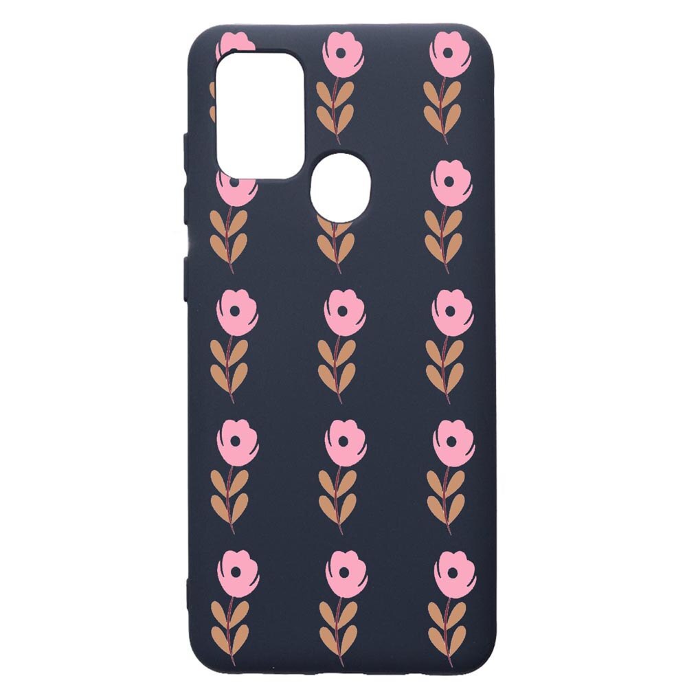 Husa Premium Silicon Compatibila Cu Samsung Galaxy A21S, Flowers, cu interiorul din material textil, protectie camera, Alaskan Blue, PAB505