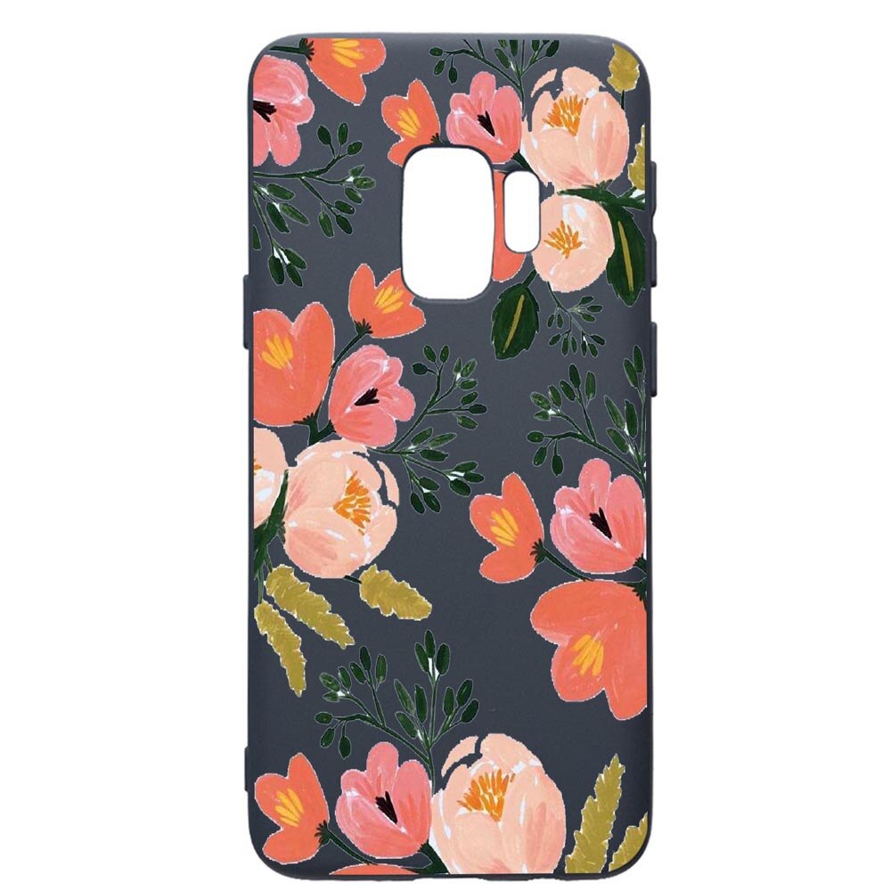 Husa Premium Silicon Compatibila Cu Samsung Galaxy S9, Flowers - Pastel colors, cu interiorul din material textil, protectie camera, Alaskan Blue, PAB504