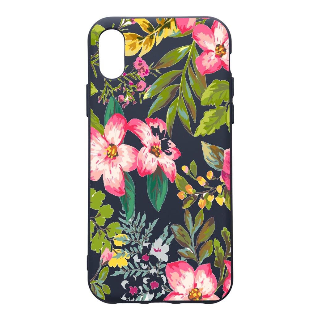 Husa Premium Silicon Compatibila Cu Apple IPhone XS Max, Flowers - Pastel colors, cu interiorul din material textil, protectie camera, Alaskan Blue, PAB510