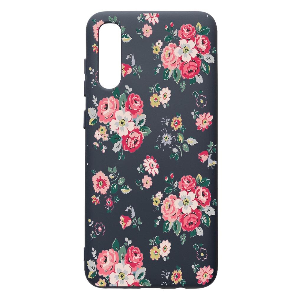 Husa Premium Silicon Compatibila Cu Samsung Galaxy A70, Flowers - Pastel colors, cu interiorul din material textil, protectie camera, Alaskan Blue, PAB511