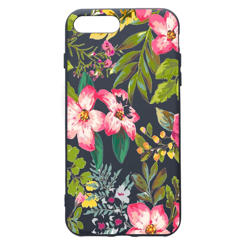 Husa Premium Silicon Compatibila Cu Apple iPhone 8 Plus / iPhone 7 Plus, Flowers - Pastel colors, cu interiorul din material textil, protectie camera, Alaskan Blue, PAB510