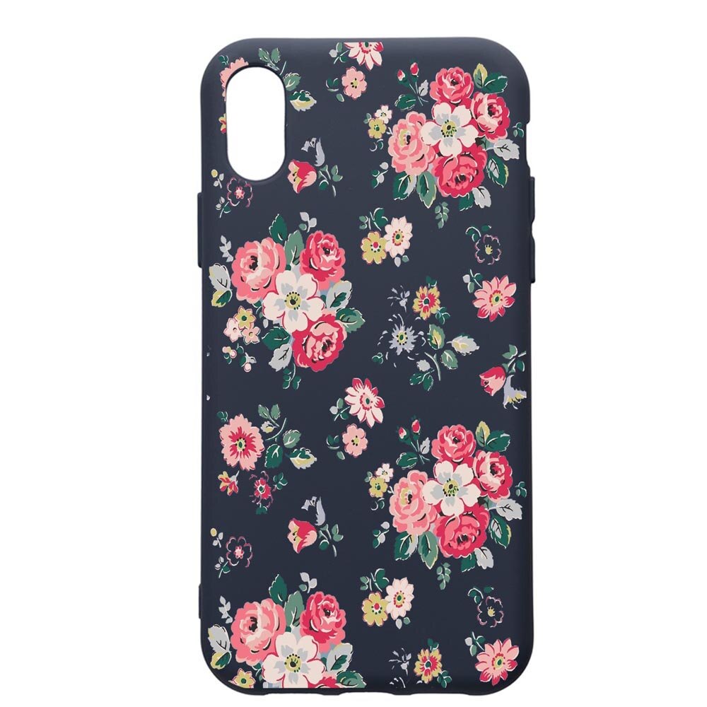 Husa Premium Silicon Compatibila Cu Apple IPhone XS Max, Flowers - Pastel colors, cu interiorul din material textil, protectie camera, Alaskan Blue, PAB511