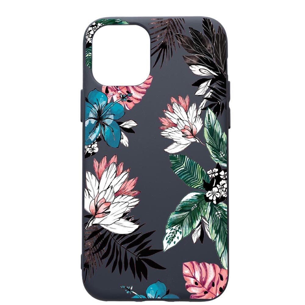 Husa Premium Silicon Compatibila Cu Apple IPhone 12 Mini, Tropical Flowers, cu interiorul din material textil, protectie camera, Alaskan Blue, PAB500