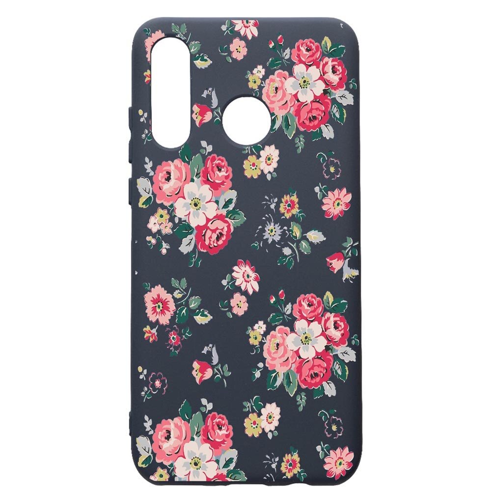 Husa Premium Silicon Compatibila Cu Huawei P30 Lite, Flowers - Pastel colors, cu interiorul din material textil, protectie camera, Alaskan Blue, PAB511
