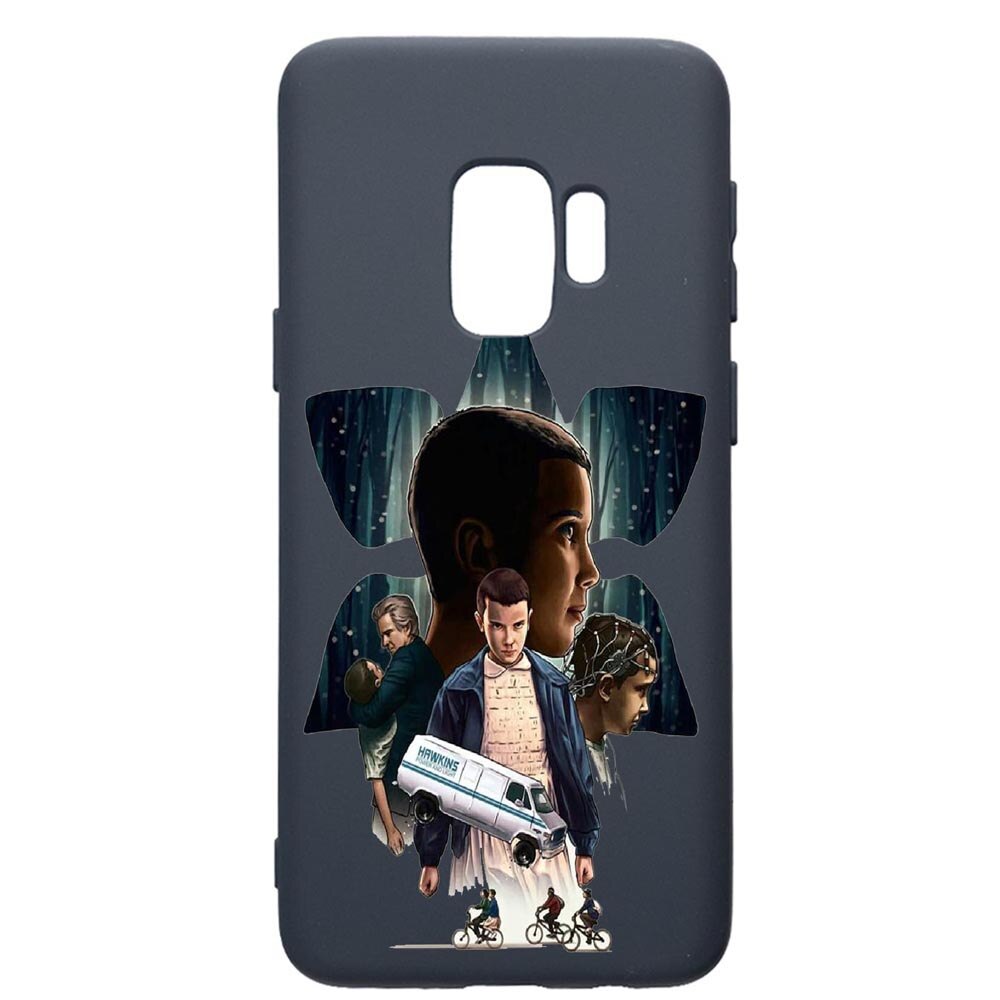 Husa Premium Silicon Compatibila Cu Samsung Galaxy S9, Stranger Things, cu interiorul din material textil, protectie camera, Alaskan Blue, PAB373