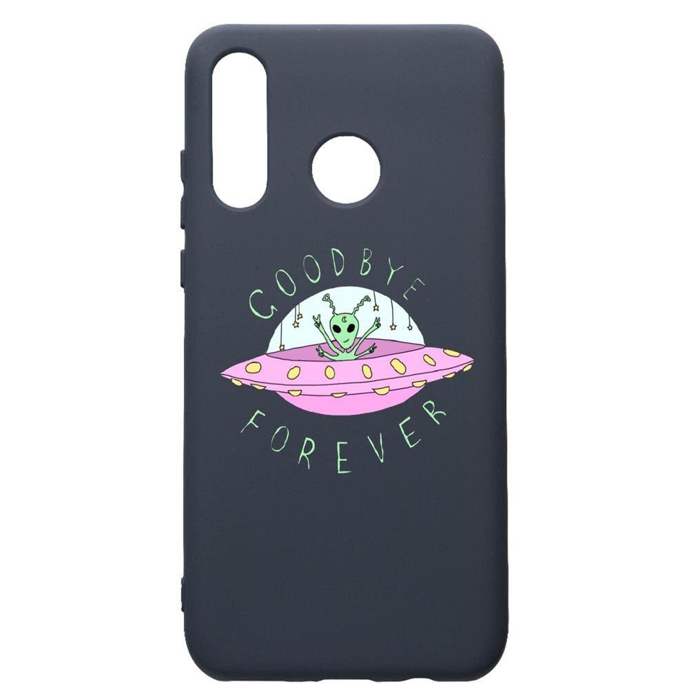 Husa Premium Silicon Compatibila Cu Huawei P30 Lite, Universe, UFO, Good Bye, cu interiorul din material textil, protectie camera, Alaskan Blue, PAB474