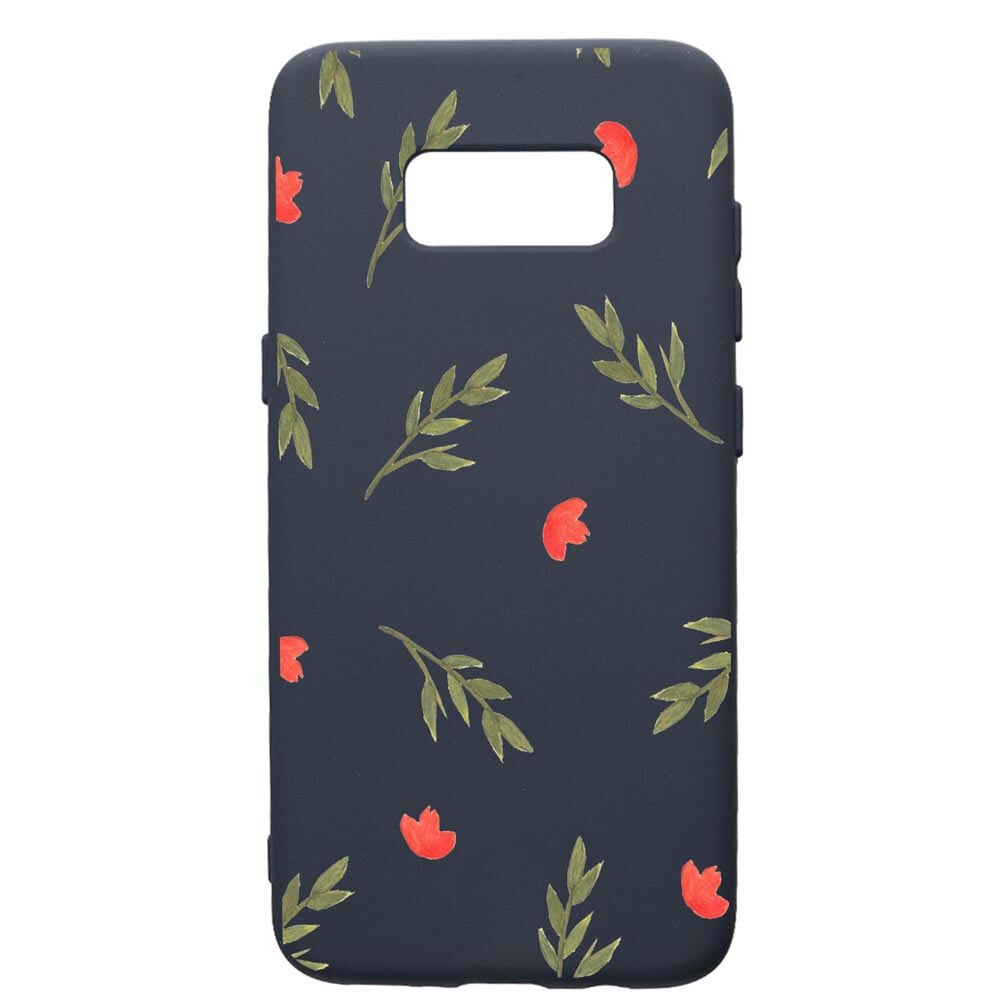 Husa Premium Silicon Compatibila Cu Samsung Galaxy S8, Flowers, cu interiorul din material textil, protectie camera, Alaskan Blue, PAB516