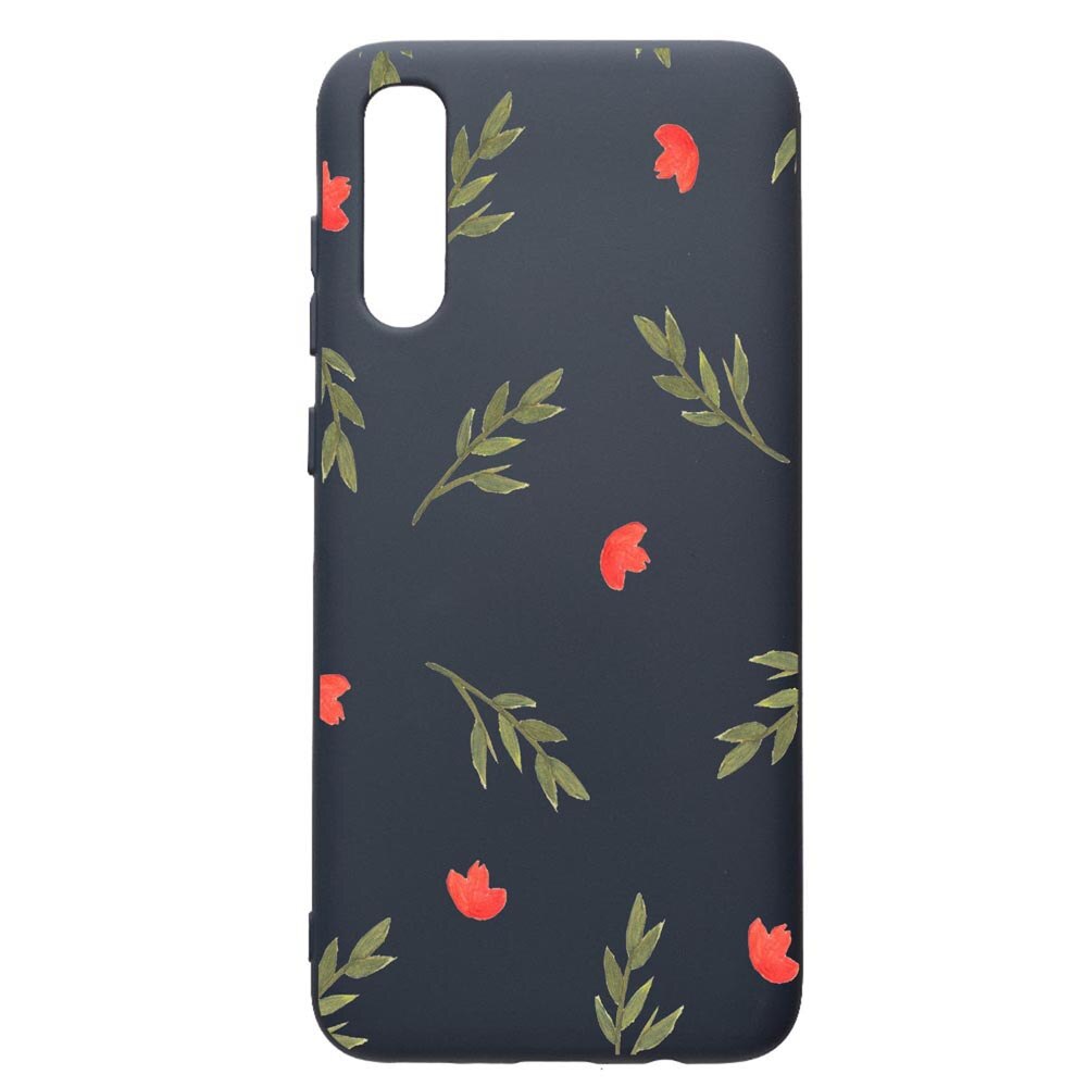 Husa Premium Silicon Compatibila Cu Samsung Galaxy A70, Flowers, cu interiorul din material textil, protectie camera, Alaskan Blue, PAB516