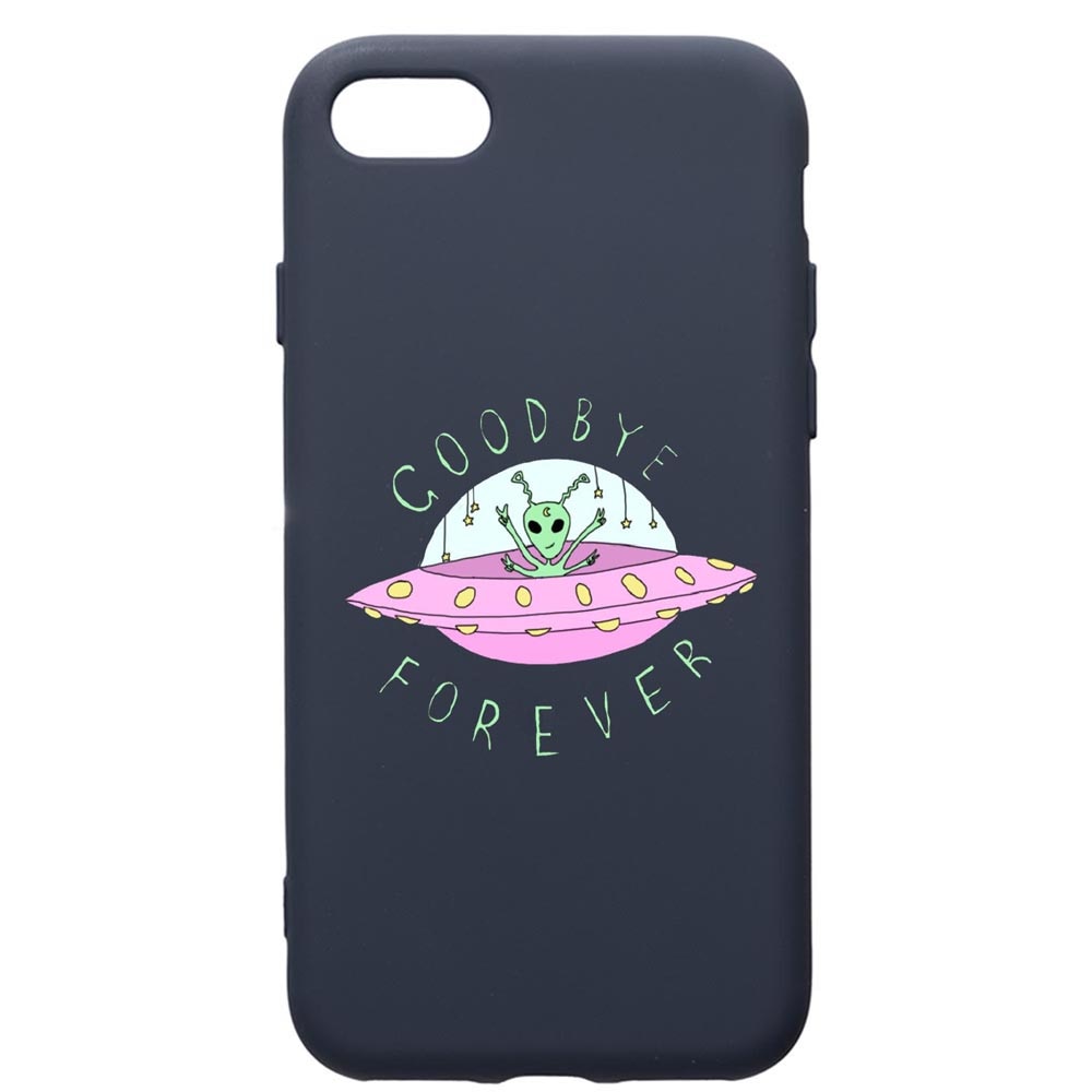 Husa Premium Silicon Compatibila Cu Apple IPhone SE 2 / iPhone 8 / iPhone 7, Universe, UFO, Good Bye, cu interiorul din material textil, protectie camera, Alaskan Blue, PAB474