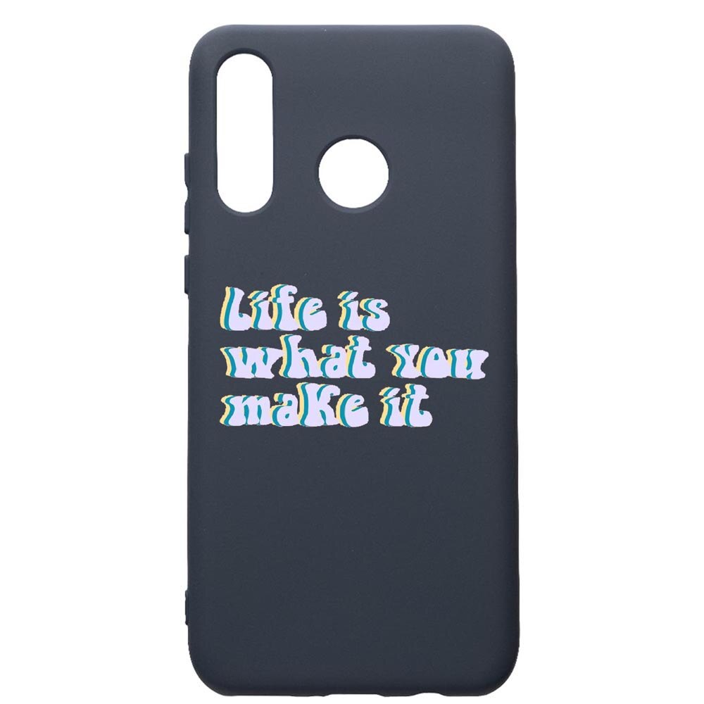 Husa Premium Silicon Compatibila Cu Huawei P30 Lite, Life is..., cu interiorul din material textil, protectie camera, Alaskan Blue, PAB491